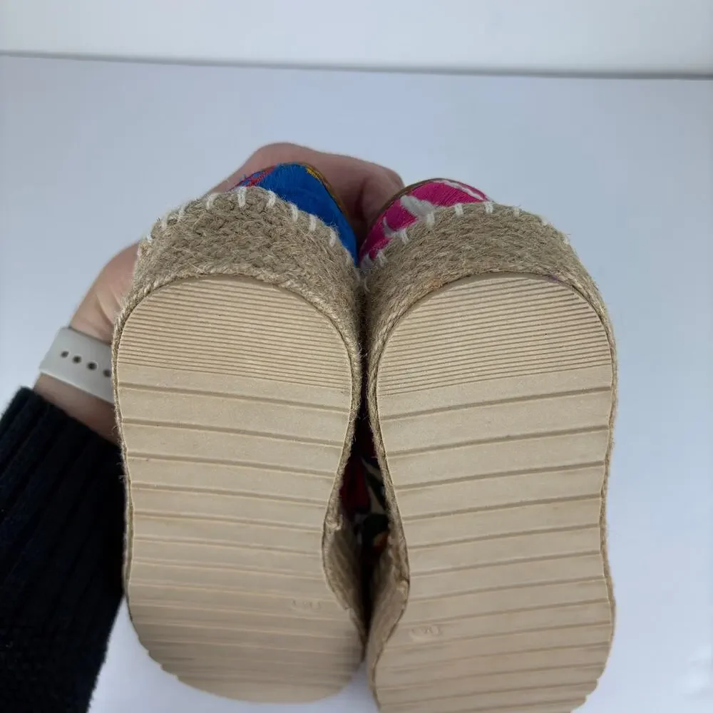 Freedazz Hand Embroidered Sassy Espadrille Shoes 10 floral colorful platform